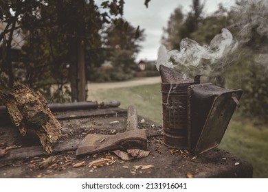 A Rustic Old Smoker Or Firebox At The Apiary