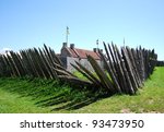 Rustic picket fences surround Fort Ticonderoga
