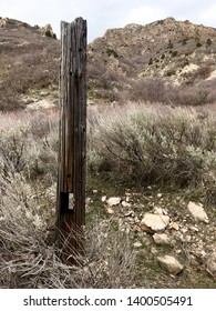 Rustic pole in a canyon