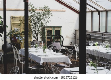 Rustic Restaurant Interior In White