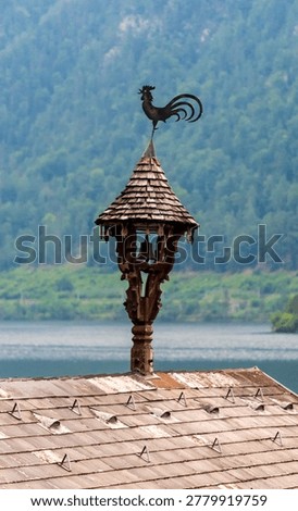 Rustic Rooster Weathervane and Bell Tower Roof by Alpine Lake