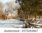 The rustic split rail fences at Yorktown, Virginia