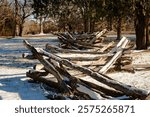 The rustic split rail fences at Yorktown, Virginia