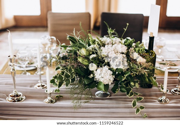 Rustic Style Vintage Wedding Table Decoration Stock Photo Edit