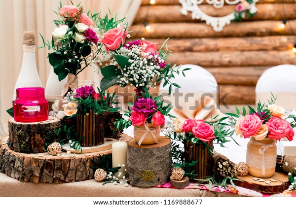 Rustic Style Wedding Decor On Timber Stock Photo Edit Now 1169888677