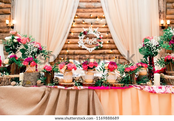 Rustic Style Wedding Decor On Timber Stock Photo Edit Now 1169888689