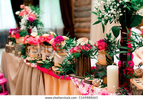 Rustic Style Wedding Decor Peach Color Holidays Stock Image