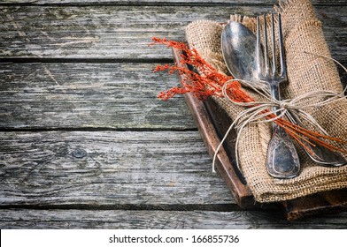 Rustic Table Setting In Brown Tone 