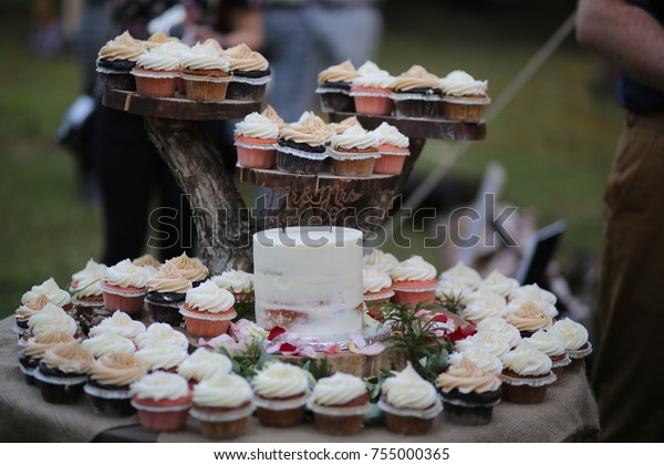 Rustic Themed Wedding Cake Cupcakes On Stock Photo Edit Now