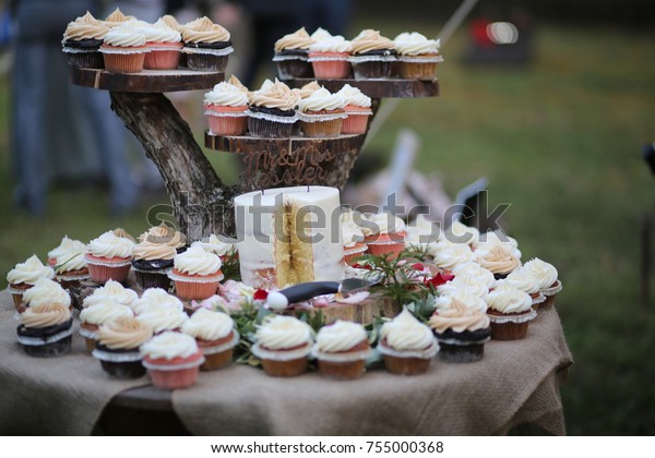 Rustic Themed Wedding Cake Cupcakes On Stock Photo Edit Now