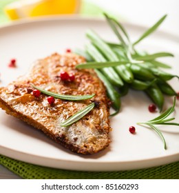 Rustic Turbot Fillet With Green Beans And Rosemary