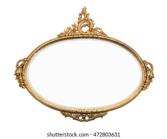 Rustic Vintage Gold Mirror Isolated