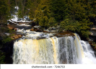 Rustic Waterfall Flows In West Virginia