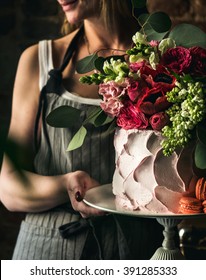 Rustic Wedding Cake With Spring Flowers