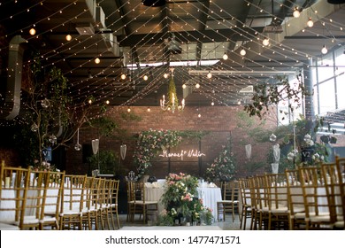Rustic Wedding Setup In A Rustic Hall