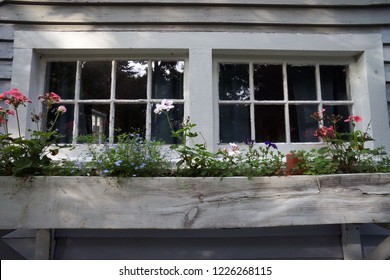 Rustic windowbox with flowers