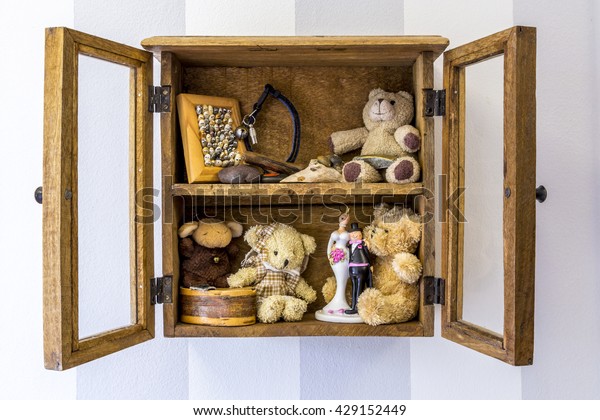 Rustic Wood Wall Mounted Display Cabinet Stock Photo Edit Now
