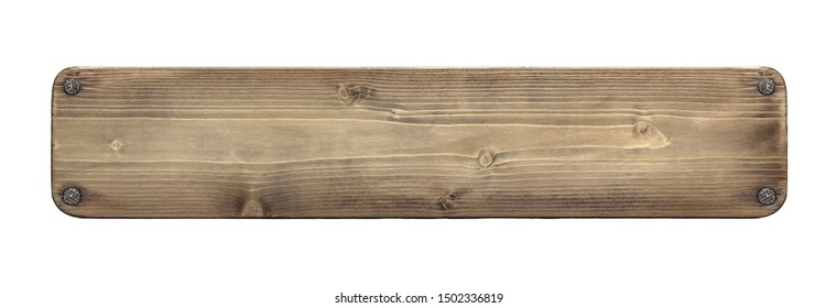 Rustic Wooden Board With Nails. Old Plank With Rounded Corners.