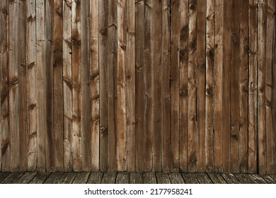 Rustic Wooden Cabin Wall And Floor Background 