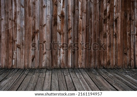 Rustic wooden cabin wall and floor background 