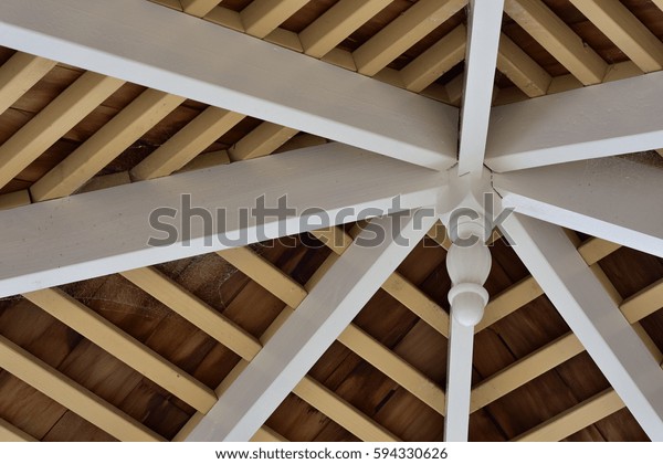 Rustic Wooden Ceiling Showing Horizontal Beams Stock Photo Edit