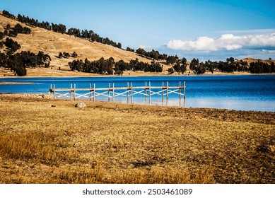 rustic wooden dock on the shores  - Powered by Shutterstock