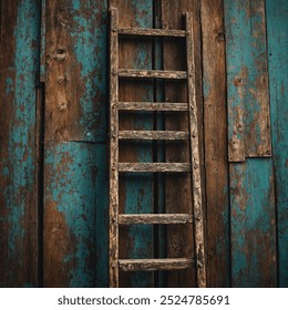 A rustic wooden ladder featuring a weathered finish, sturdy construction, and charming character, perfect for adding vintage flair to any home decor or garden space. - Powered by Shutterstock