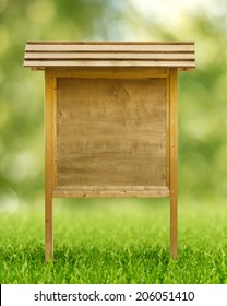 Rustic Wooden Notice Board In Public Park