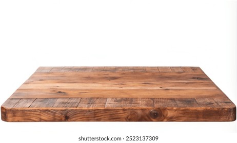 Rustic wooden table with a smooth top, isolated on a white background, showcasing empty space for various uses. - Powered by Shutterstock