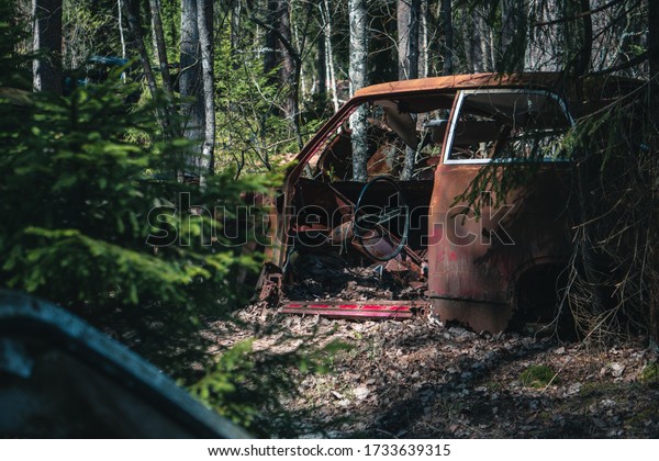 Rusty abandoned cars, car
graveyard