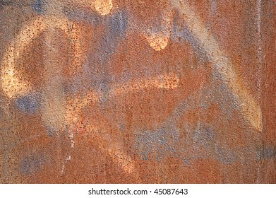 Rusty background with sprayed paint