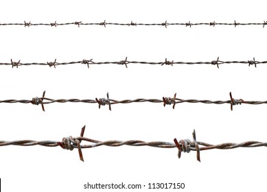 Rusty barbed wire isolated on white - Shutterstock ID 113017150