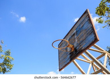 Rusty barn basketball hoop