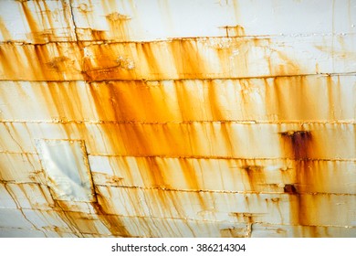 Rusty Boat Hull At The Chesapeake Bay Maritime Museum In St. Michael's, Maryland.