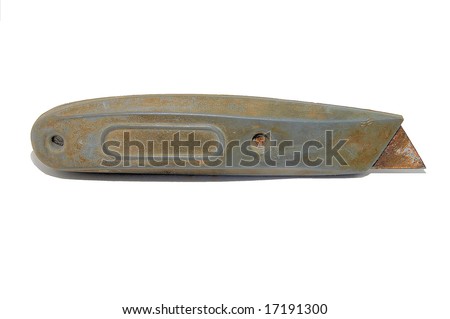 Rusty box cutter isolated