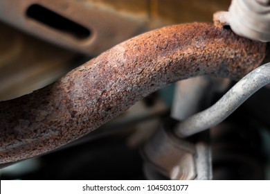Rusty car accessories Caused by not car care leave rust, May cause danger.