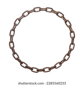 Rusty chain circle (with clipping path) isolated on white background