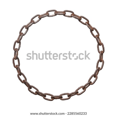 Rusty chain circle (with clipping path) isolated on white background