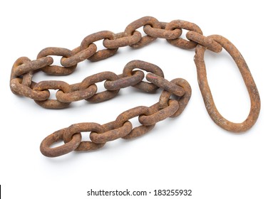 Rusty chain isolated on a white background