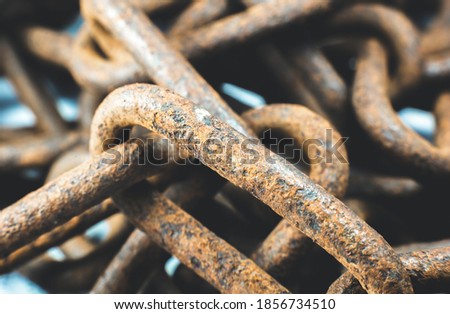 Rusty chains on white background. Close up photo.