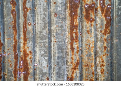 Rusty Corrugated Galvanised Iron Background.