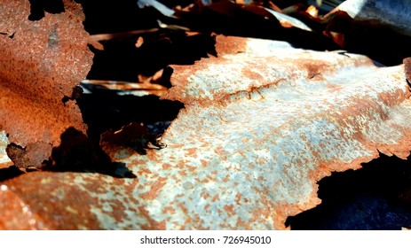 Rusty Corrugated Galvanised Iron Plate Background.