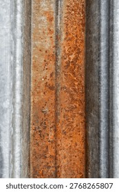 Rusty deepened iron from the gutter