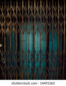 Rusty Elevator Gates and Dark Lift Shaft