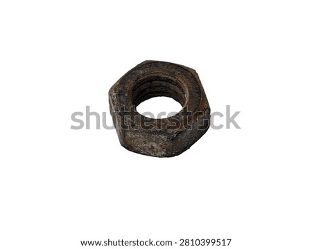 Rusty Hexagonal Metal Nut Isolated On White