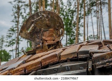 Rusty Hull Of A Wrecked Tank
