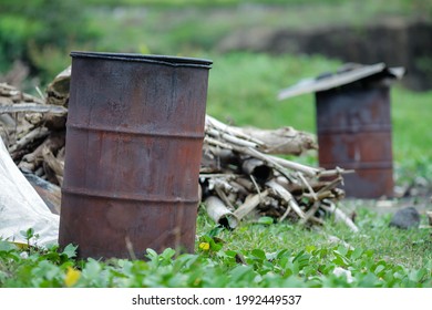 
The Rusty Iron Barrel Drum On The Beach