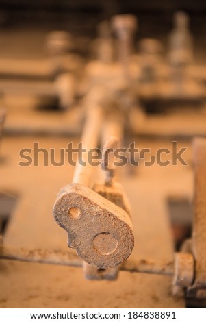 Rusty iron part of old engine