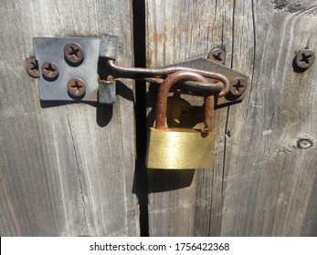 Rusty Lock On The Garden Shed In London