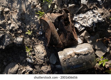 Rusty Metal Can In The Toss Hall Where Ash And Coal Are Left From The Fire